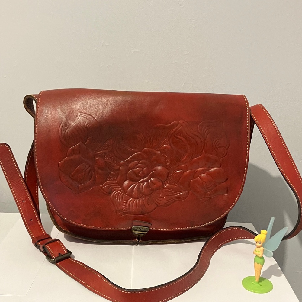 Patricia Nash Red Leather Crossbody Clean Condition